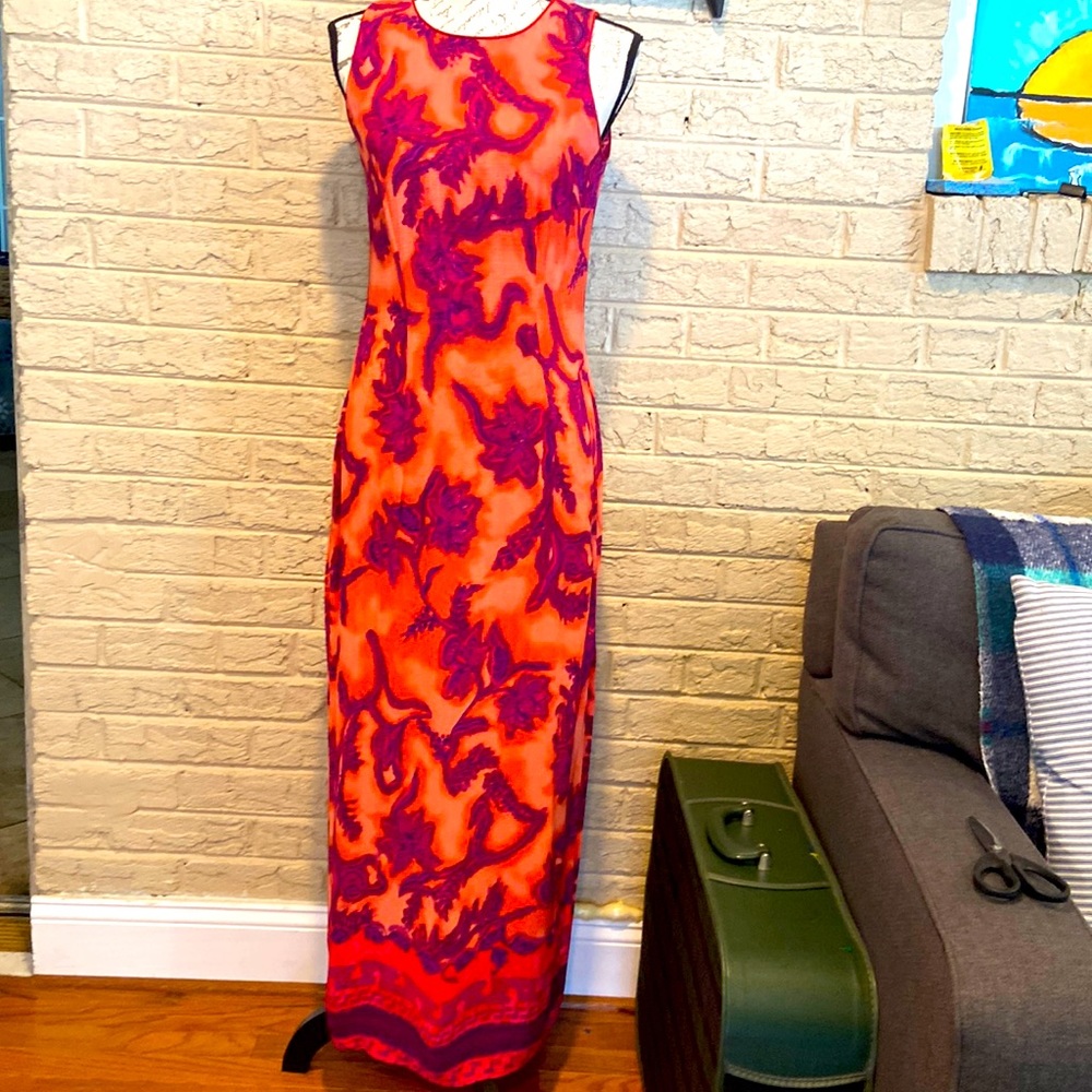 Coral and purple flower maxi dress!